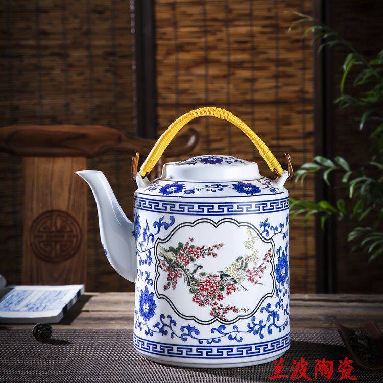 景德镇耐高温陶瓷提梁壶 大号 大容量家用泡茶壶水壶凉茶壶开水壶