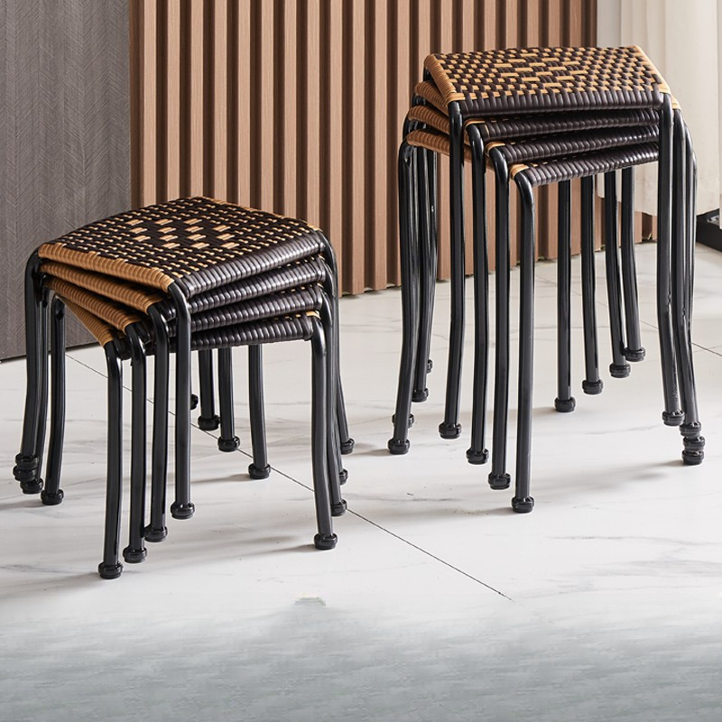 藤编凳子编织椅子塑料矮凳小板凳换鞋凳家用儿童方凳创意成人餐椅