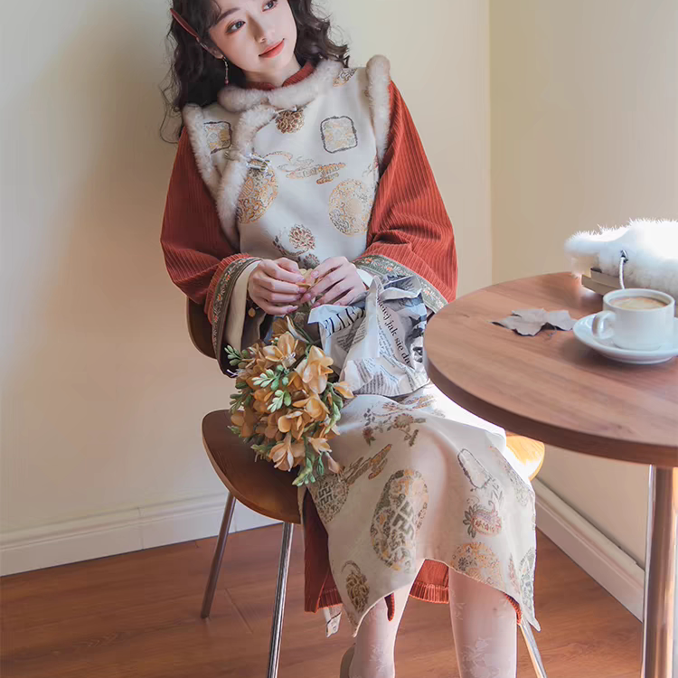 汉服汉元素冬款加绒绝美秋冬旗袍