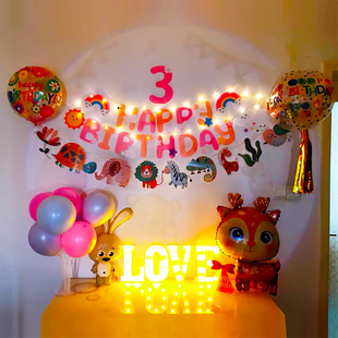 气球用品儿童扮发光装 饰灯背景墙场景布置生日派对 氛围宝宝周岁装
