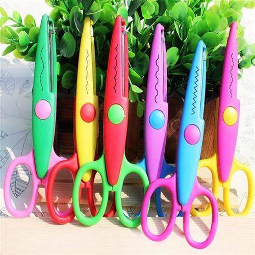 Children Kids Paper Craft Scissors 6 Cutting Patterns Curved