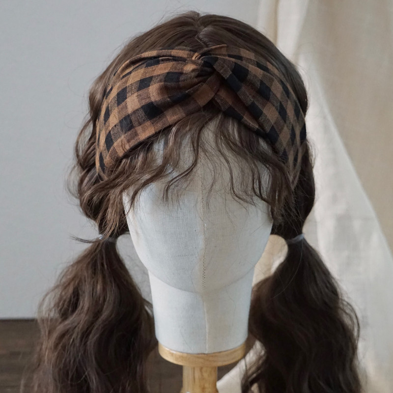 小岛之森原创手工棉麻格子宽边交叉发带森女森系日系文艺棕黑格,饰品/流行首饰/时尚饰品新,发饰,淘宝优惠券,粉丝福利购,淘宝优惠卷