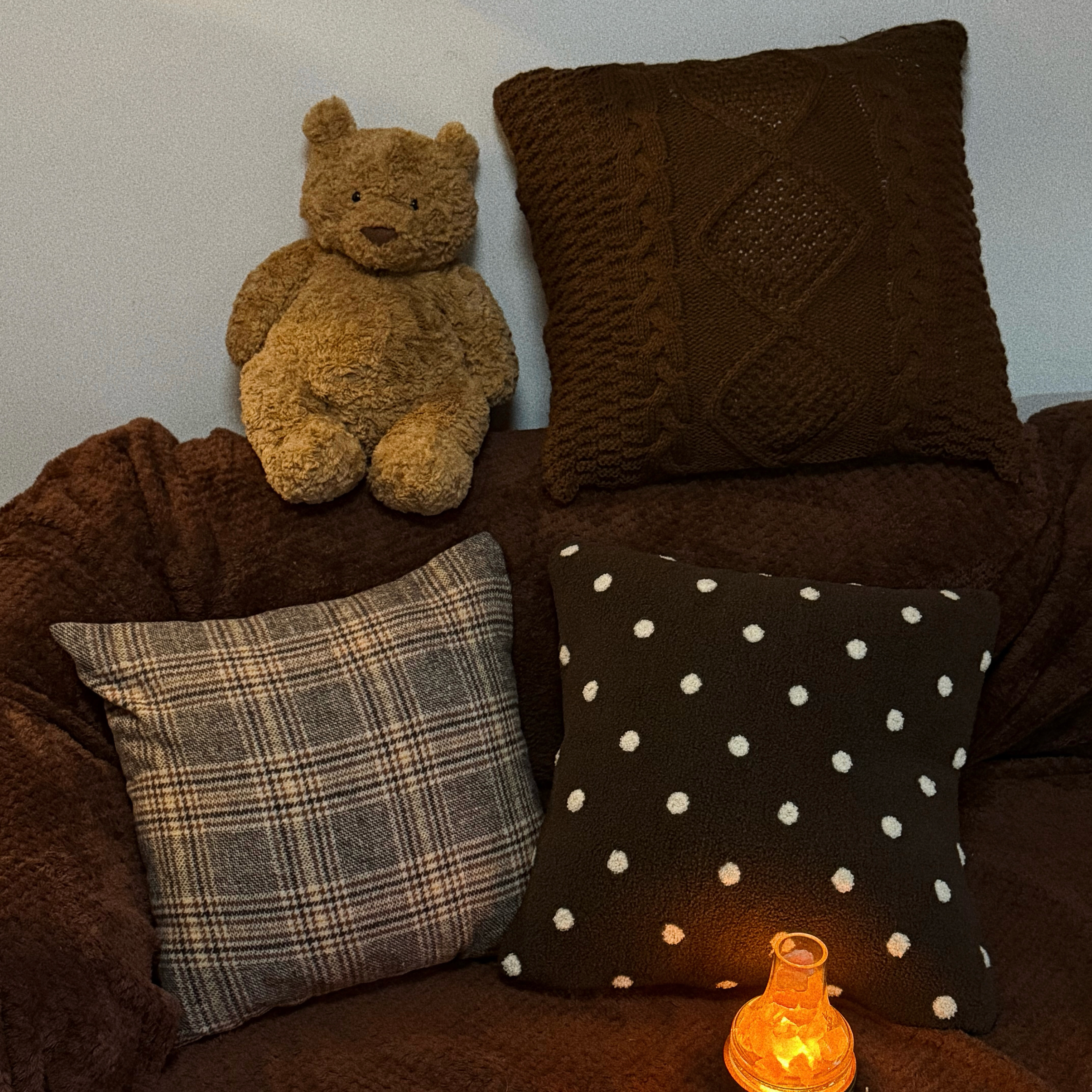 小岛之森原创格纹格子抱枕森系森女绿色床上沙发抱枕