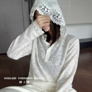 琇衣之艺欧洲站秋冬新款 女镂空花边百搭气质上衣1222 针织连帽衫