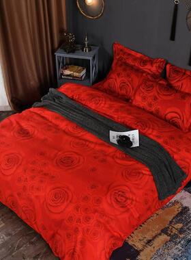 新品双人单件被套单品180*220大红色结婚庆加厚磨毛被罩200*230cm