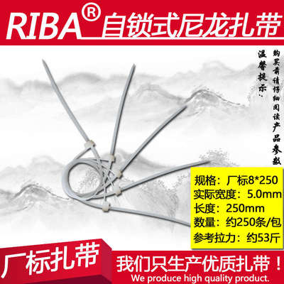 厂标塑料白色整理线缆尼龙扎带8x250宽5mm长250mm约250条非标包邮