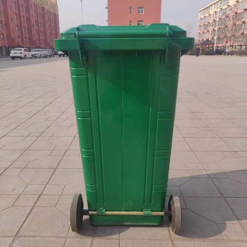 户外铁质垃圾桶240L大号小区物业垃圾箱带盖带轮农村铁皮环卫桶