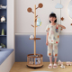 儿童衣架落地实木衣帽架家用简易立式 房间收纳篮挂衣架可爱可移动