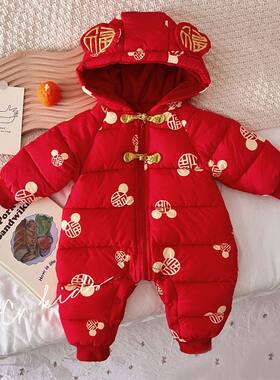 棉衣爬爬服棉服女款婴儿冬季加厚2022新款连体衣冬装女宝宝外出