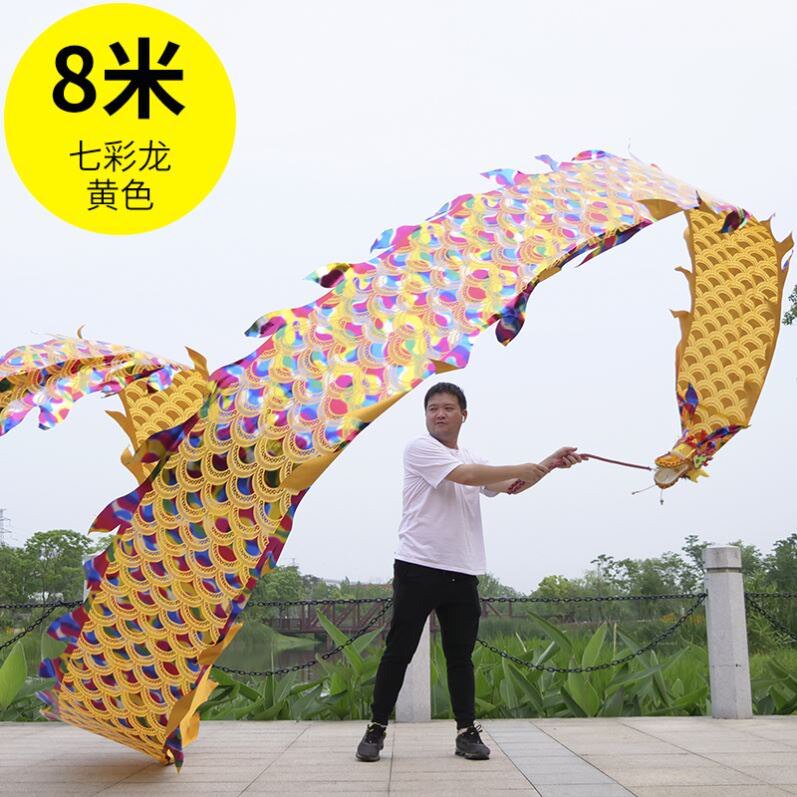 广场舞健身龙舞龙甩龙带龙头彩带彩龙d彩条烫金甩带健身彩带耍龙