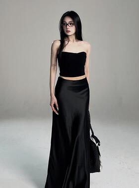 除于七 【琉光】丝滑垂感缎面高腰显瘦气质鱼尾半身长裙1763