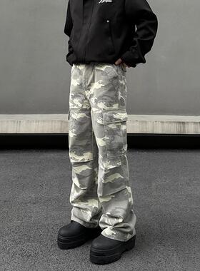 BLAEXIT美式沙漠白迷彩工装裤男vibe口袋直筒微喇cleanfit裤子潮