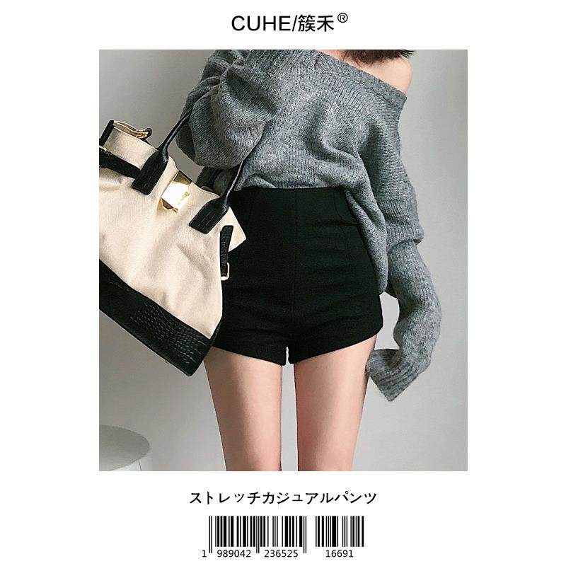 春夏高腰短裤女2025新款a字裤外穿黑色显瘦显腿长西装打底热裤子