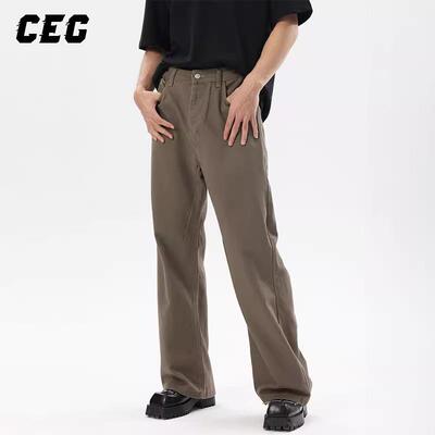 CEG | 美式复古简约直筒牛仔裤新款高街做旧宽松男女同款阔腿裤子