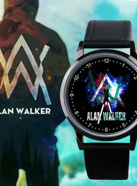 热销艾伦沃克Alan walker百大电音faded标志同款黑色防水石英手表