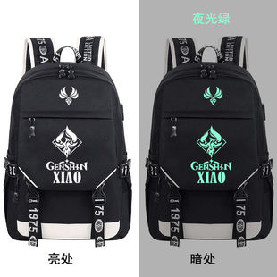 原神派蒙钟离魈可莉周边书包男女学生双肩背包休闲旅行温迪夜光包