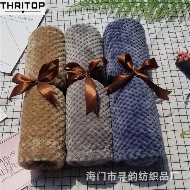 极速solid colorj mesh blanket coral fleece blanket knee blan