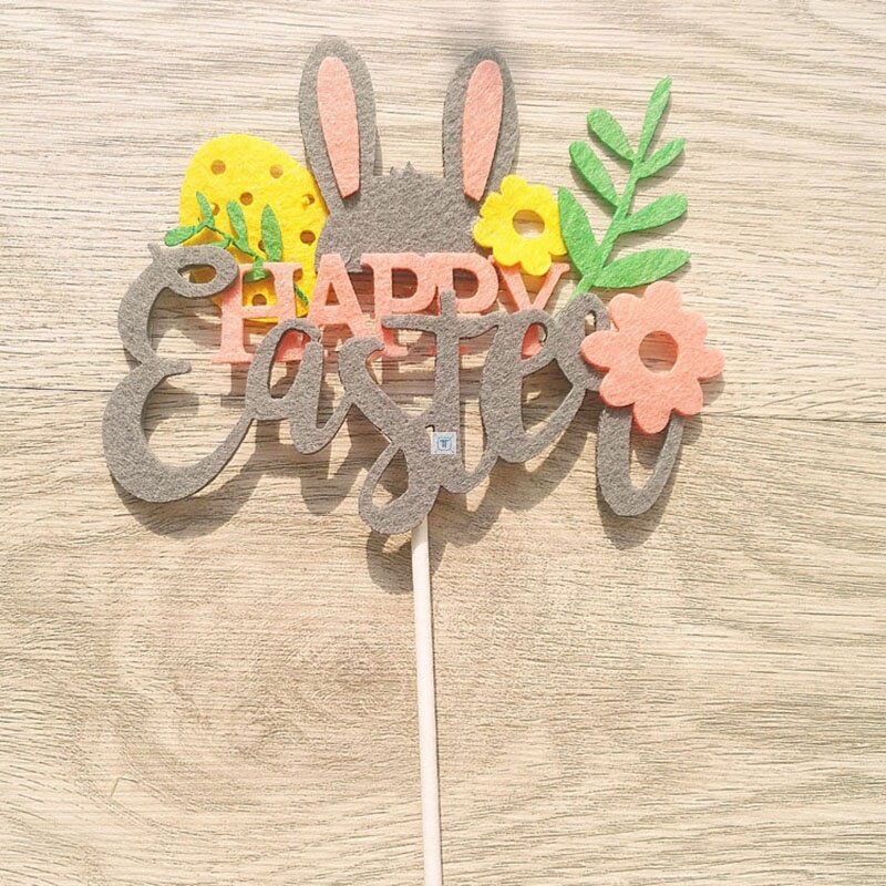 速发Easter cake topper Rabbit Ear Happy Easter Decoration Eg