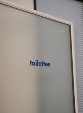 b5301柯布西耶蓝门厕所标识贴toilletes装饰防水转印贴纸