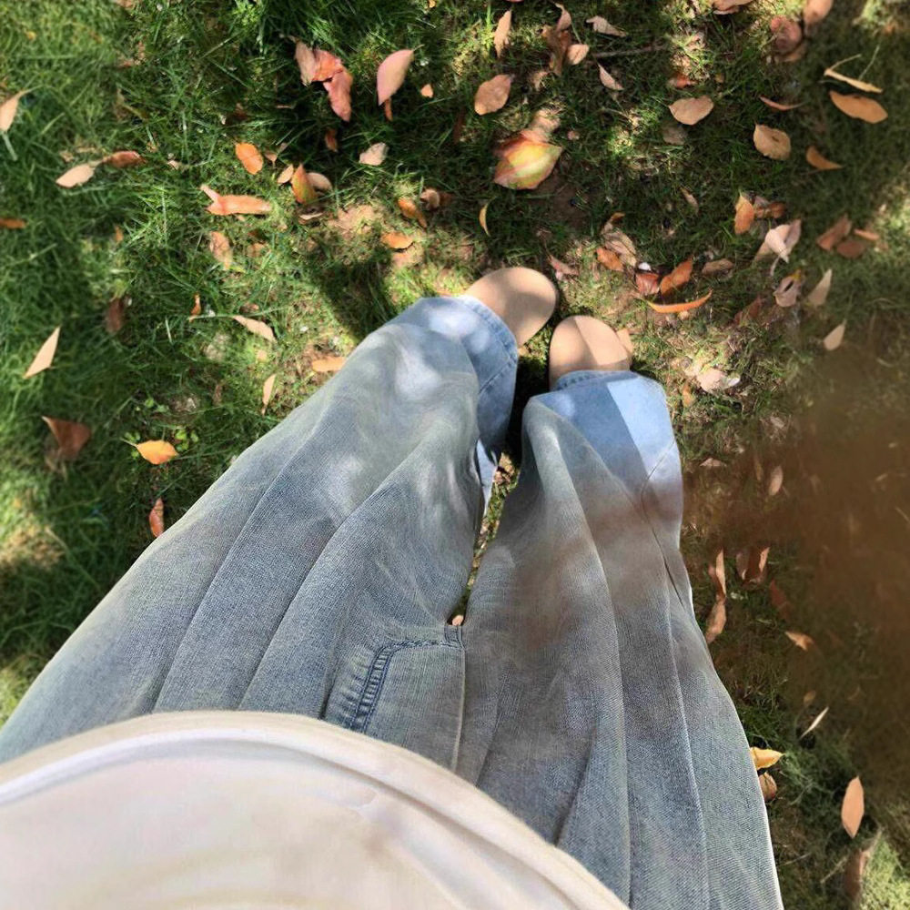 松紧腰天丝阔腿牛仔裤女宽松垂感显瘦2026新款夏季薄款冰丝拖地裤