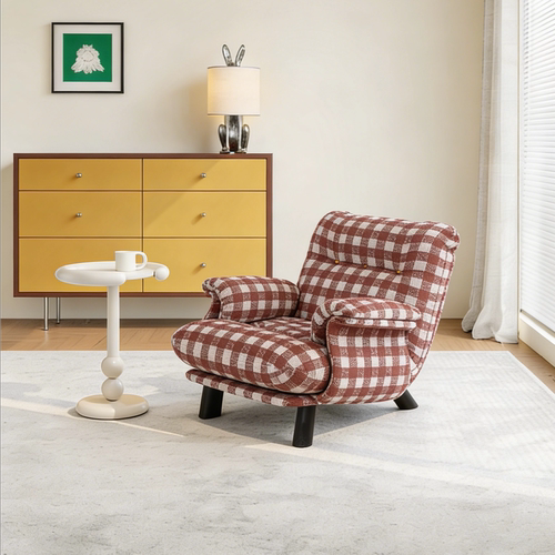 畔所/中古风布艺单人沙发阳台创意可躺懒人椅客厅设计师款老虎椅