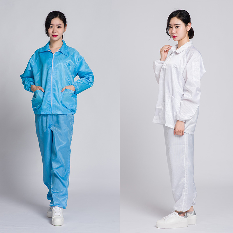 静电服工作服蓝色白色无尘服连体防静电防尘服大褂厂车间工作衣服