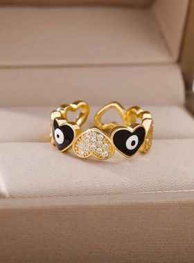 Fashion Lucky Turkish Evil Eye Rings For Women Heart Shape