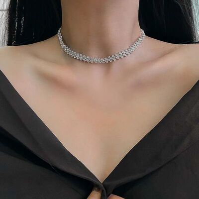 2024Rhinestone Pearl Neck Necklace Weddings Jewelry Party