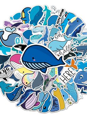 50pc Whale series Cartoon Cute Graffiti Stickers Suitcase
