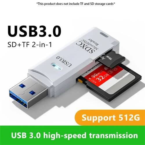 2-in-1 USB 3.0 High Speed Card Reader TF Memory Card