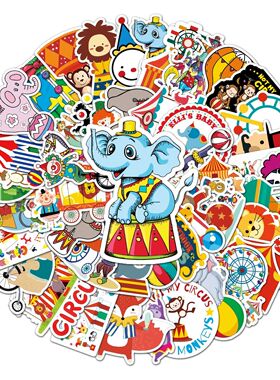 50pc Circus series Cartoon Cute Graffiti Stickers Suitcase
