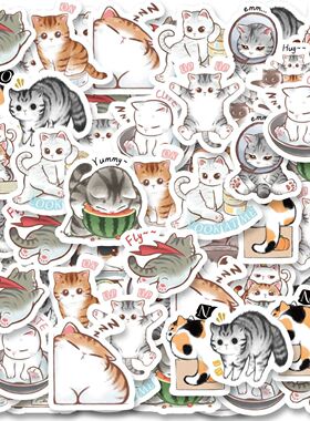 46pcs Cute Kitten Cartoon Graffiti Stickers Decorated