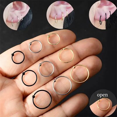 4pcs 20G 316L Stainless Steel Captive Bead Ring,Nose Ring
