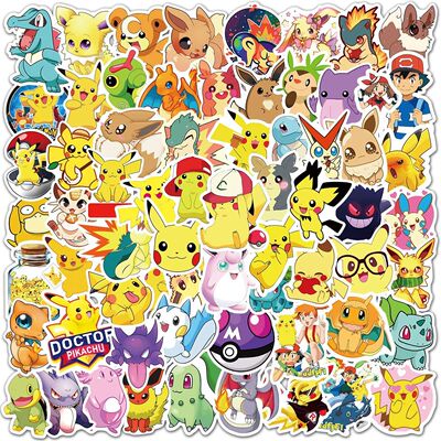 50/100Pcs Pokemons Pikachu Kawaii Stickers for Luggage