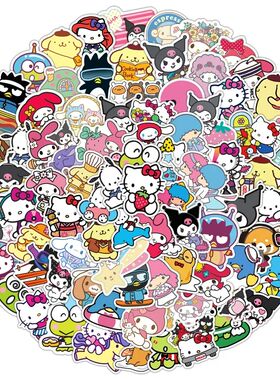 50/100PCS Kawaii My Melody Kuromi Hello Kitty Stickers Cute