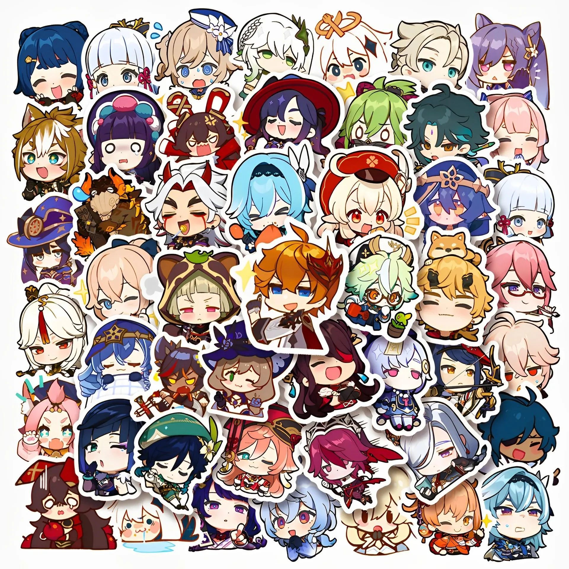 50pcs Cute Genshin Impact Stickers for Laptop Anime Game