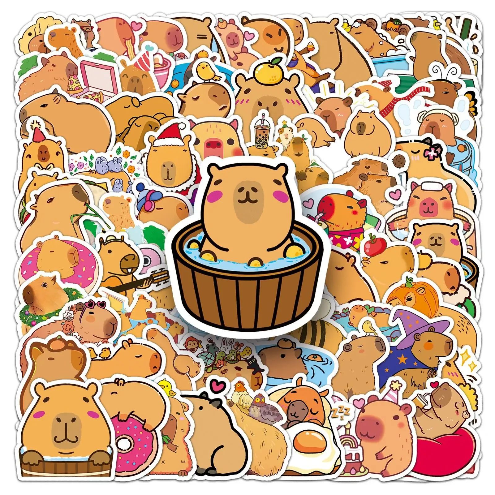 50/100PCS Cartoon Cute Capybara Graffiti Sticker Aesthetic