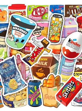 50PCS Cartoon Food Drink Milk Packaging Stickers Kids Toys