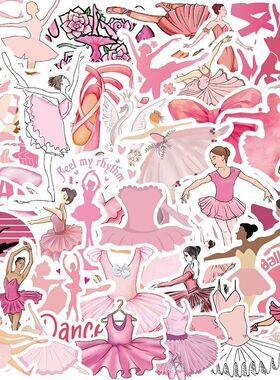 50pcs Cute Pink Ballet Girls Stickers DIY Decoration For