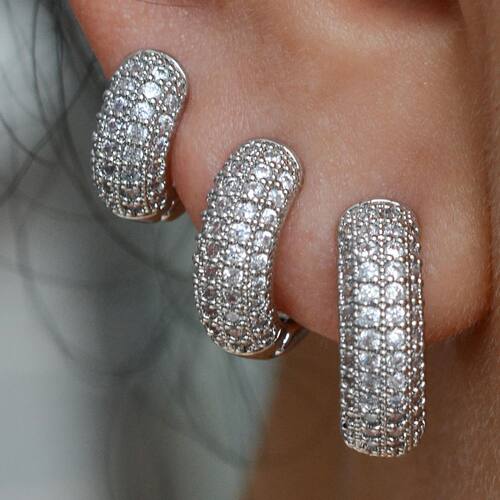 1Pair Silver Color Luxury Shiny Small Circle Hoop Earrings