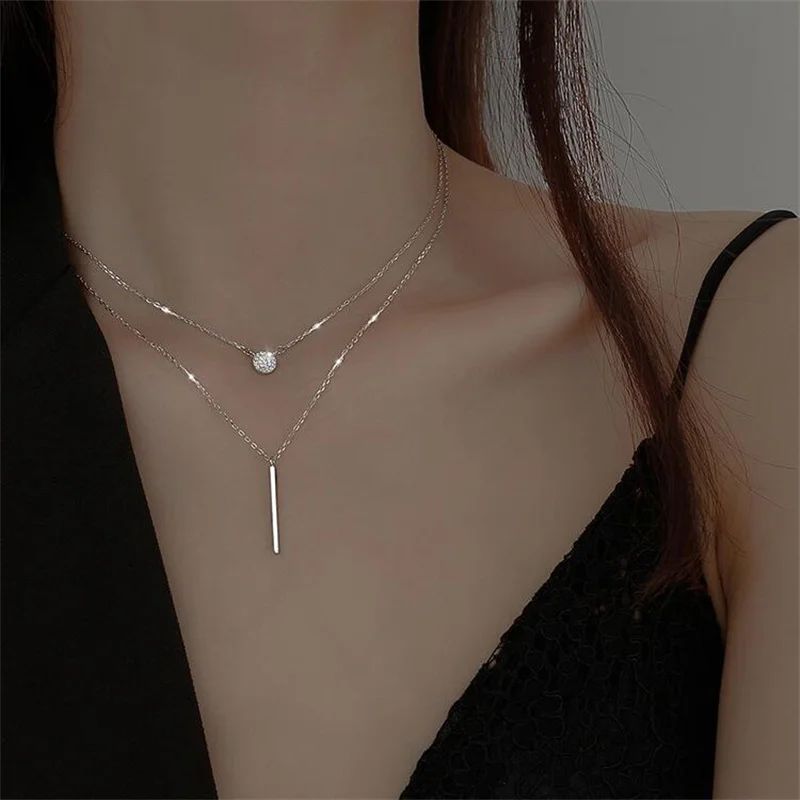 Punk Geometry Diamond Pendant Necklace for Women 2021