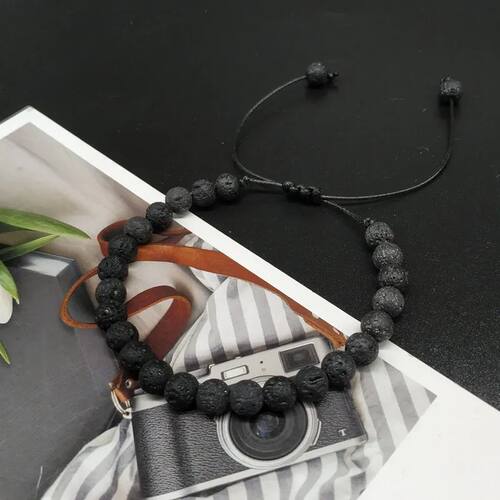 Ethnic Adjustable Lava Stone Bracelet Women Men 6mm Natural