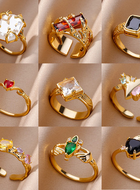 Wedding Pink 2024 Flower Women's Rings Stainless Steel Gold