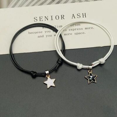 2 PCS/Set New Fashion Couple Bracelets BlacK White Rope