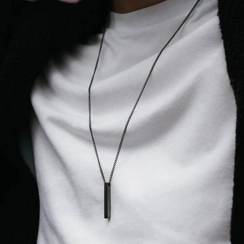 hot classic Rectangle Pendant Necklace men Stainless Steel