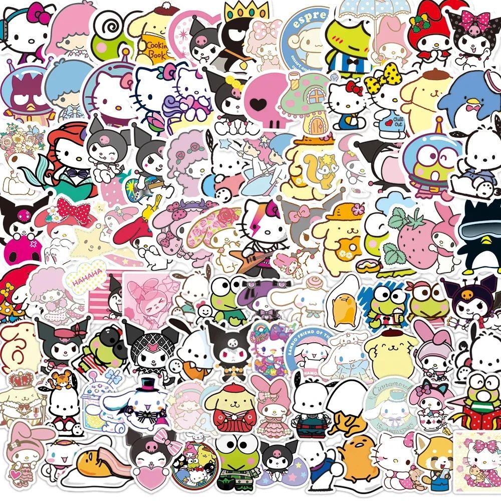 50/100Pcs Kawaii Hello Kitty Kuromi Cinnamoroll Stickers