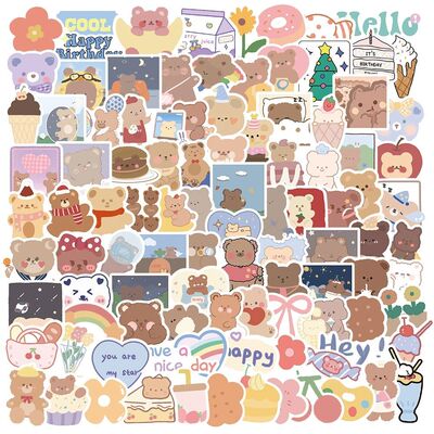 102PCS Playful Bear Cute Decorative Stickers Scrapbooking