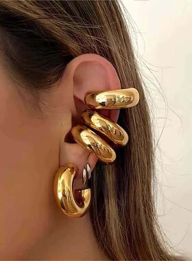 2024men Exaggerated No Piercing Thick Cartilage Ear Cuff