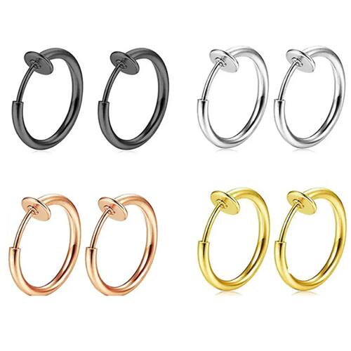 2/8pcs Fake Nose Ring Hoops, Clip on Ear Fake Septum Ring
