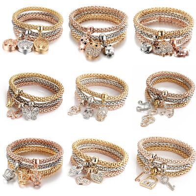 3Colors/Lot Tree Of Life Elastic Bracelet Set For Women